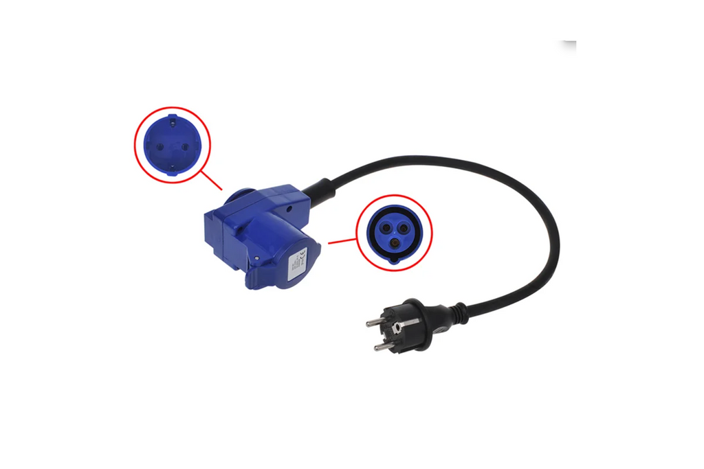 Adaptor cu mufă Schuko pentru conector CEE unghiular + priză Schuko Proplus 373528 cablu 40cm