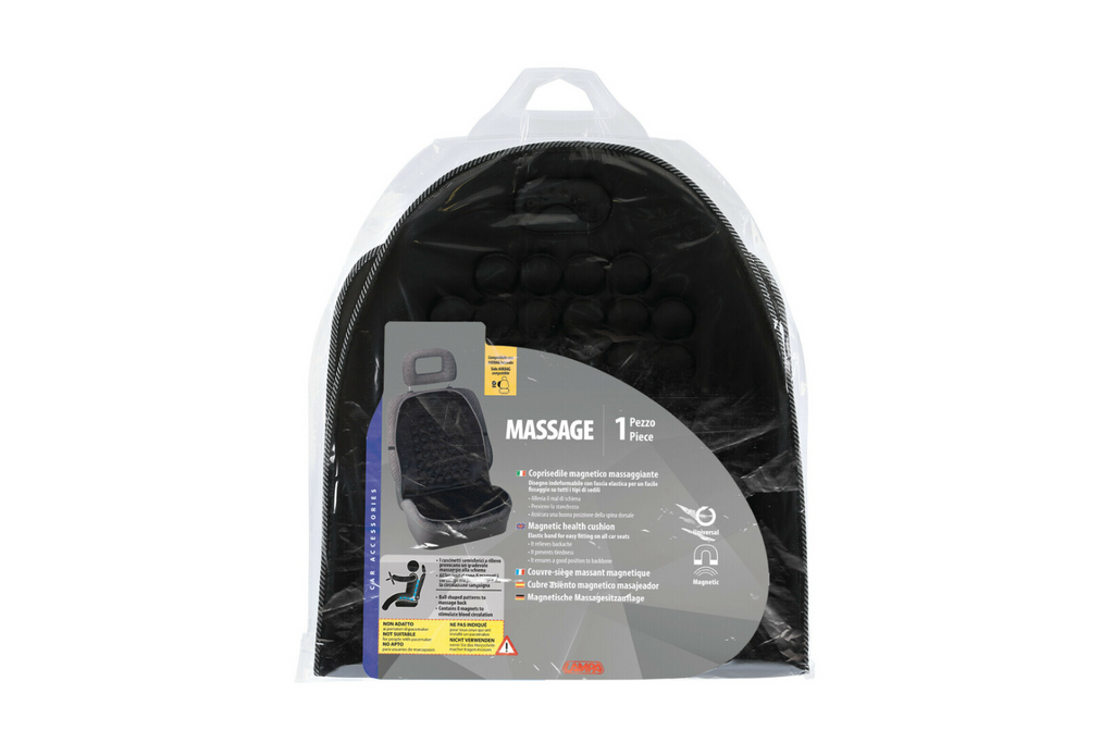 Pernă auto cu masaj LAMPA, neagră, efect de masaj