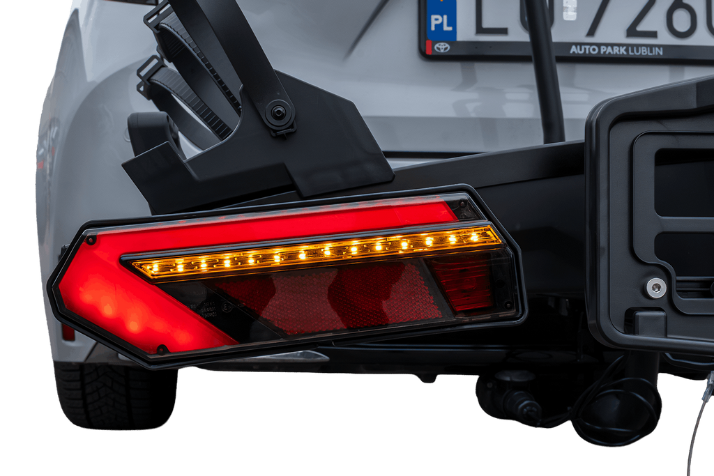 Inter Pack Velox 3 LED - suport de biciclete pliabil pentru cârligul de remorcare pentru 3 biciclete cu lumini LED