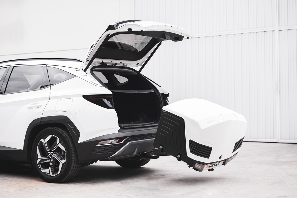 Cutie de remorcare Alpha gri clasic - cutie de bagaje montată pe bara de remorcare