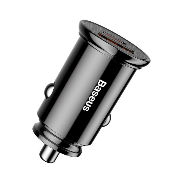 Încărcător auto circular BASEUS USB-A, USB-C 30W din plastic