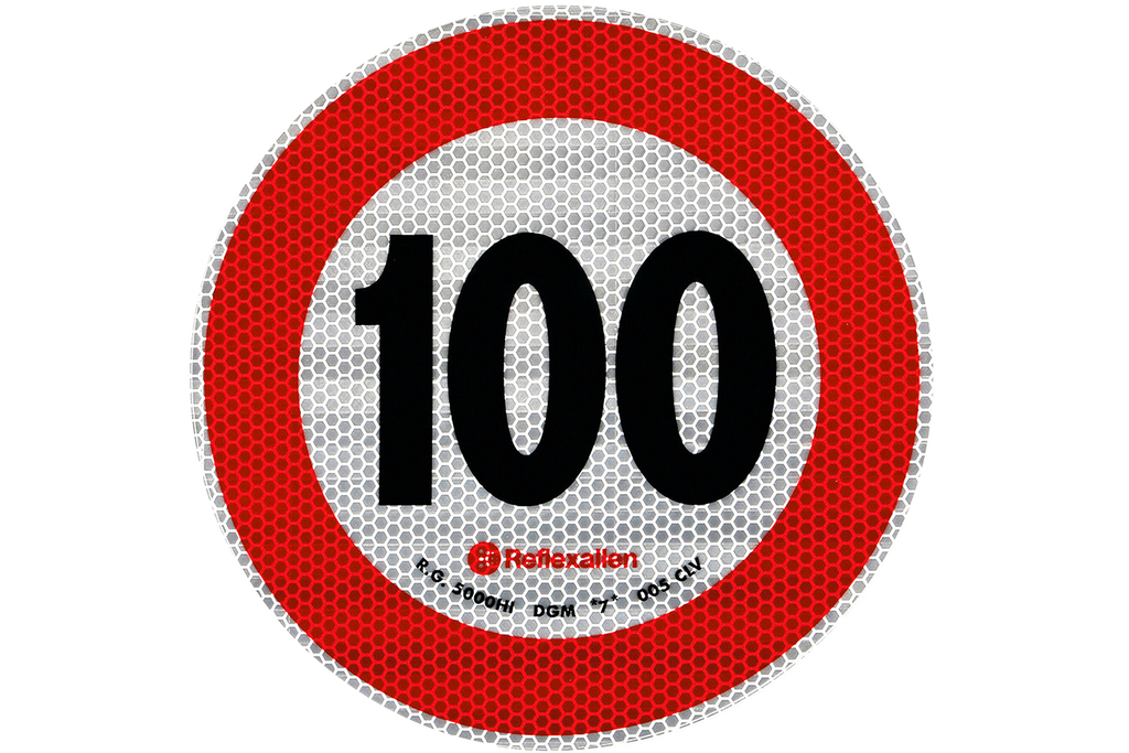Autocolant reflectorizant LAMP indicator limită de viteză 100 km/h B-33