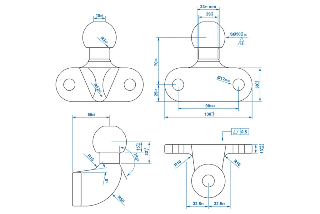 Sferă de remorcare ProPlus 341210V01, 50 mm, 3500 kg, neagră
