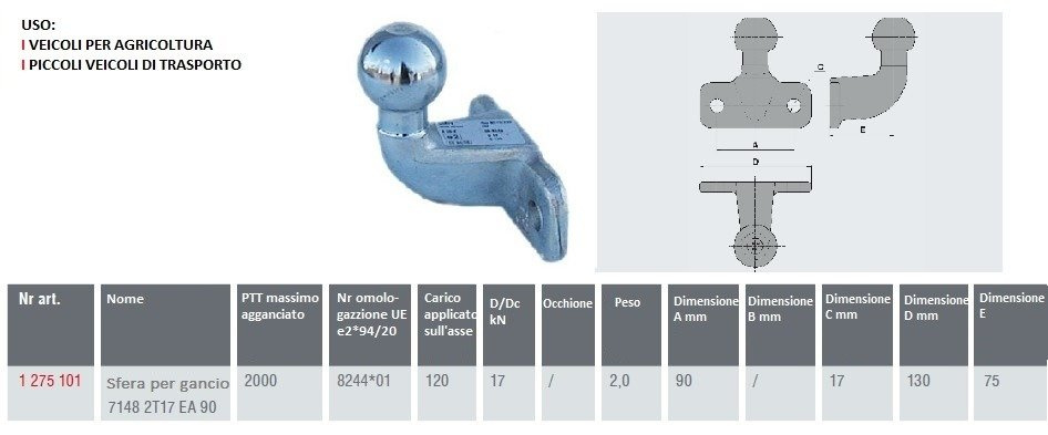 Bară de remorcare AL-KO 50mm 2000kg forjată