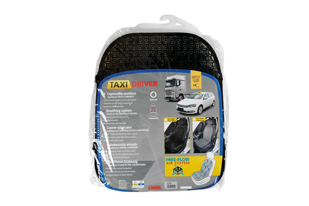 Pernă respirabilă pentru scaun auto LAMP Taxi Driver, covoraș negru
