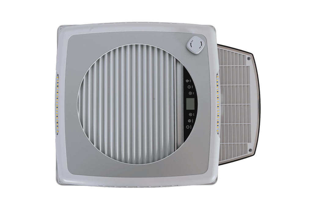 Ventilator automat de acoperiș PUNDMANN PLUS FAN pentru rulote cu iluminare, jaluzea 400×400mm