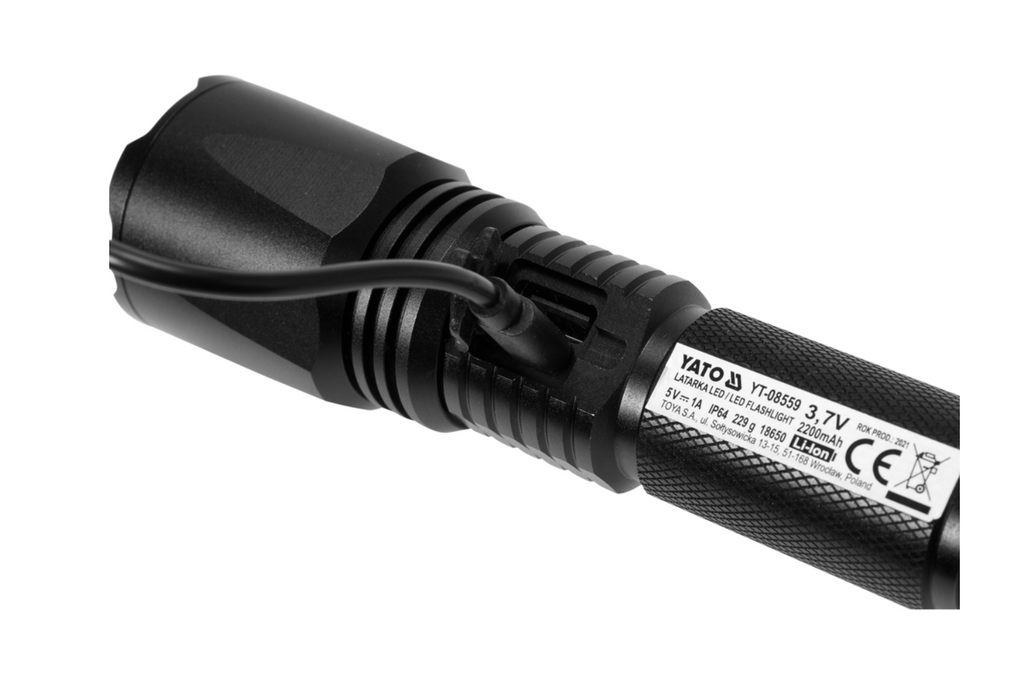 Lanternă multifuncțională YATO YT-08559 LED 900lm, baterie externă, desfăcător de sticle, ciocan de urgență