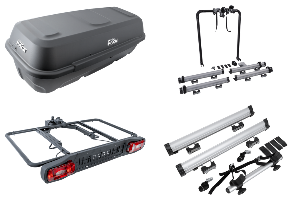 Platformă cu cutie de remorcare + adaptor pentru transportul a 3 biciclete Inter Pack Re-Cargo