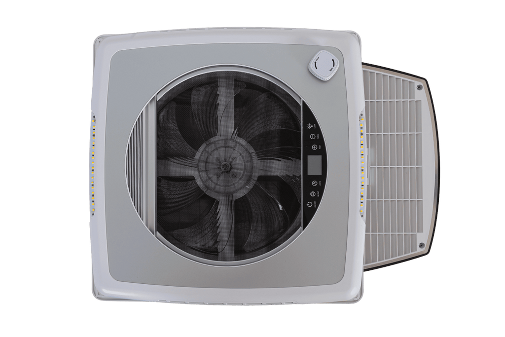 Ventilator automat de acoperiș PUNDMANN PLUS FAN pentru rulote cu iluminare, jaluzea 400×400mm