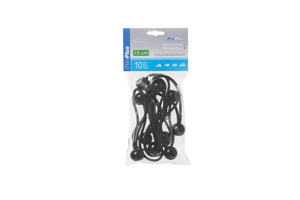 Set de frânghii pentru fixarea copertinelor de cort ProPlus 365644 frânghii de cauciuc cu bilă 15cm 10 buc.