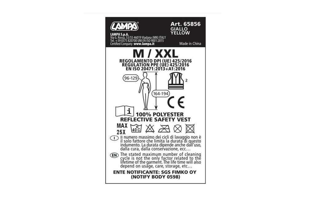 Vestă reflectorizantă LAMP M-XXL galbenă