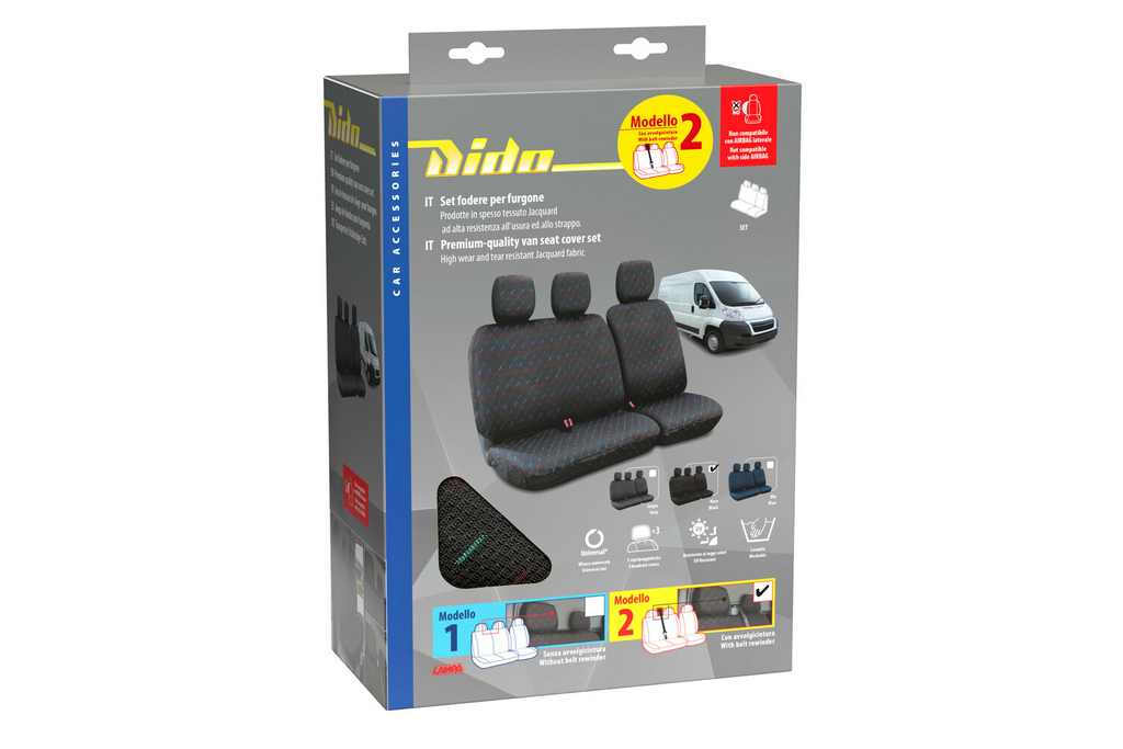Set huse scaun auto LAMPA Dido-2 negre, pentru autobuze și autoutilitare