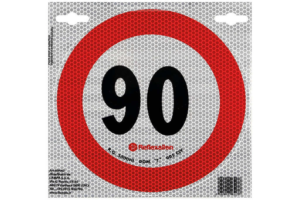 Autocolant reflectorizant LAMP indicator limită de viteză 90 km/h B-33