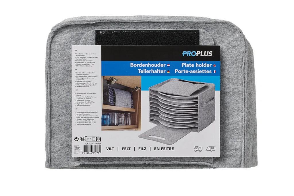 Organizator de farfurii pentru rulote ProPlus 761475V01, din fetru, pentru 10 farfurii