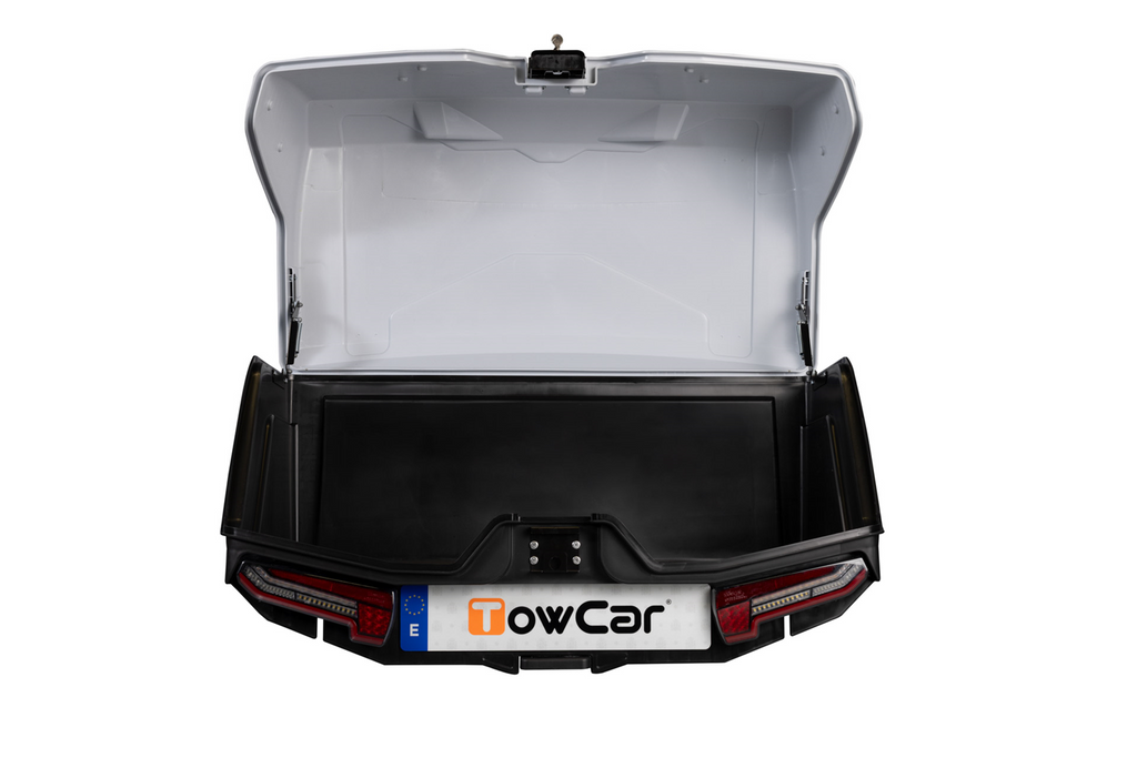 Cutie de remorcare Alpha gri clasic - cutie de bagaje montată pe bara de remorcare