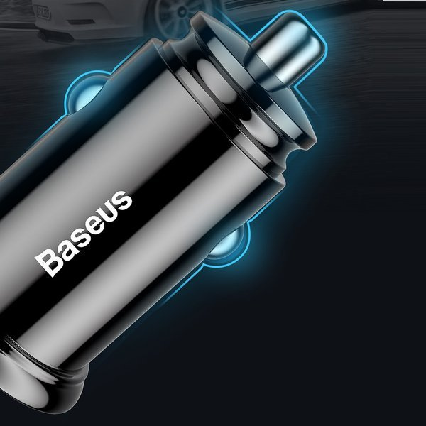 Încărcător auto circular BASEUS USB-A, USB-C 30W din plastic