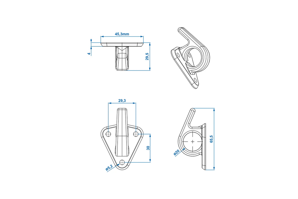 Cârlig lateral din plastic ProPlus 342157V01 cu ochi pentru fixarea prelatei, curelelor de frânghie pentru remorcă