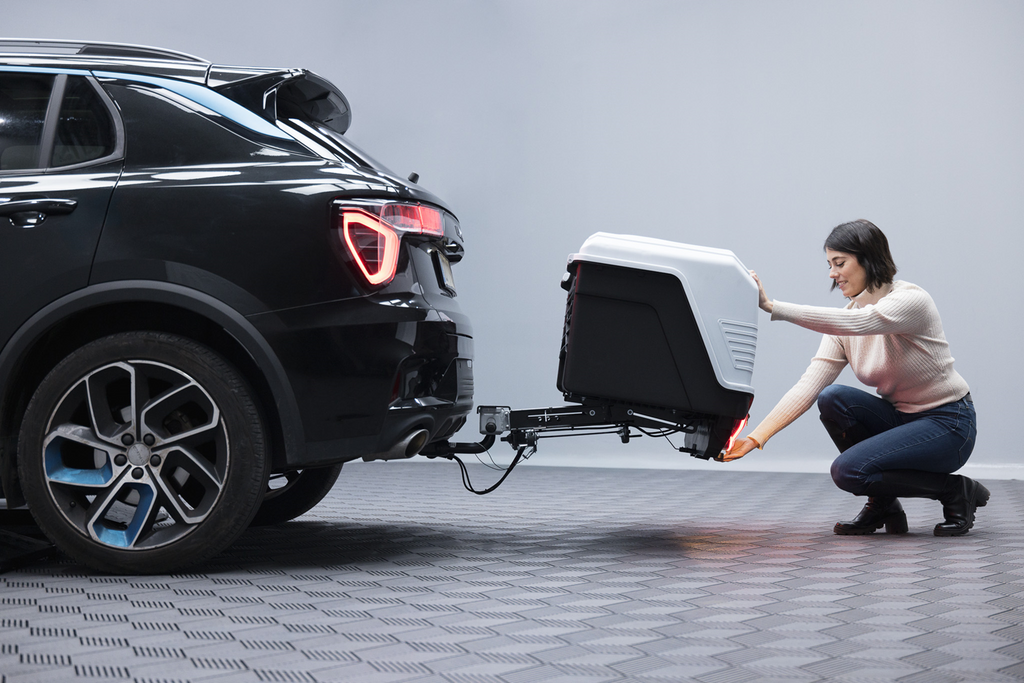 Cutie de remorcare Alpha gri clasic - cutie de bagaje montată pe bara de remorcare