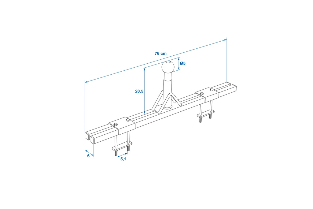 Adaptor suport biciclete ProPlus 330238 pentru bara de remorcare a rulotei de 760 mm