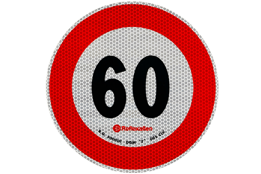 Autocolant reflectorizant LAMP indicator limită de viteză 60 km/h B-33