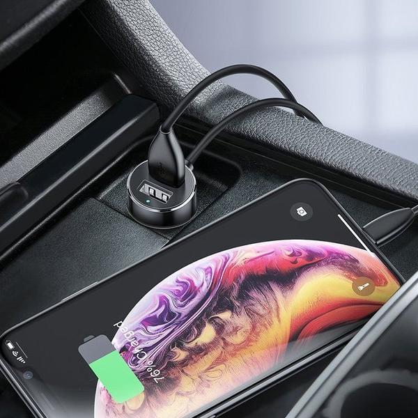 Încărcător auto BASEUS de înaltă eficiență 2x USB + 2x prize brichetă 80W