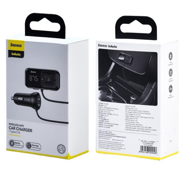 Transmițător FM BASEUS T S-16 Bluetooth 5.0 MP3 + încărcător auto 2x USB
