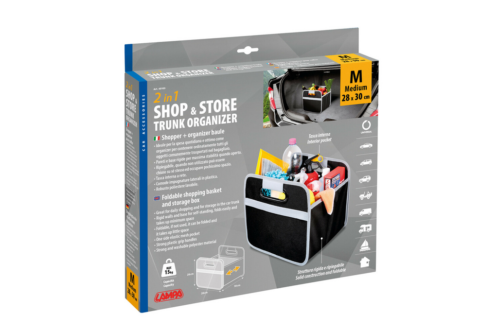 Coș de cumpărături LAMPA Shop&amp;Store M, recipient pliabil, 32x27cm