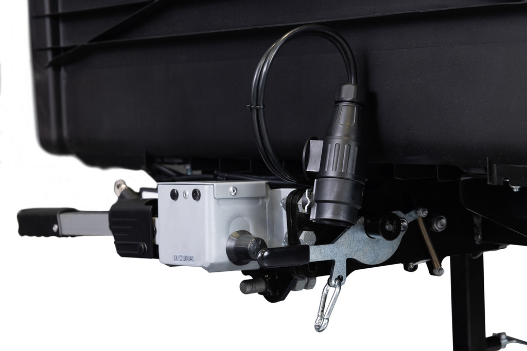 Cutie de remorcare Camper Alpha cu LED negru (scurt) - cutie de bagaje montată pe bara de remorcare